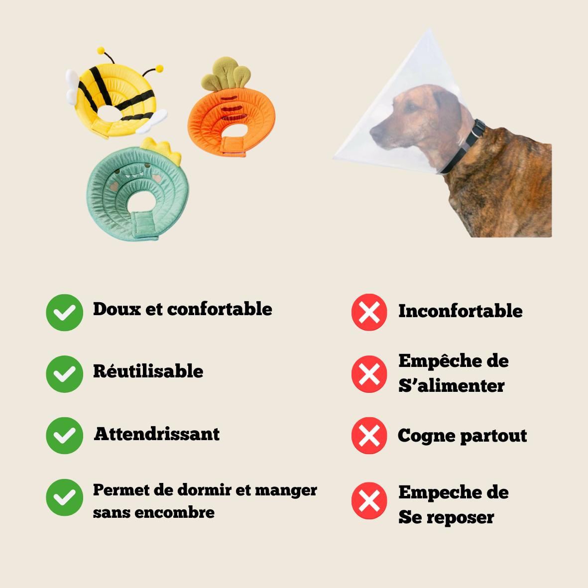 Collerette Chat Chien Post-Opératoire , Confortable & Ajustable