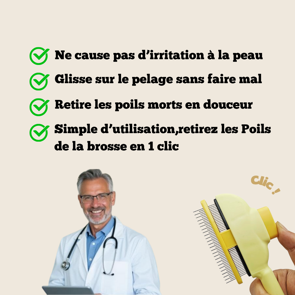 Brosse Anti-Poils Pour Chat